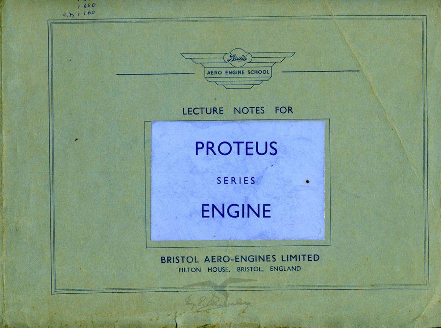 שער חוברת הרצאות וסיכומים של חברת Bristol Aero-Engines Limited על מנועים מסדרת פרוטיאוס